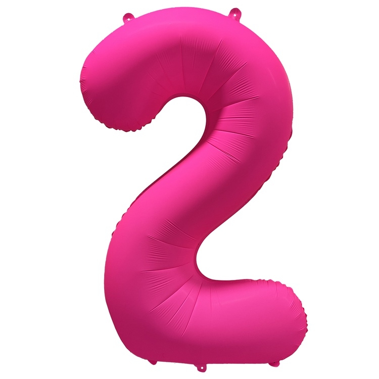Шар Цифра "2" Неон Розовый / Pink (в упаковке) 