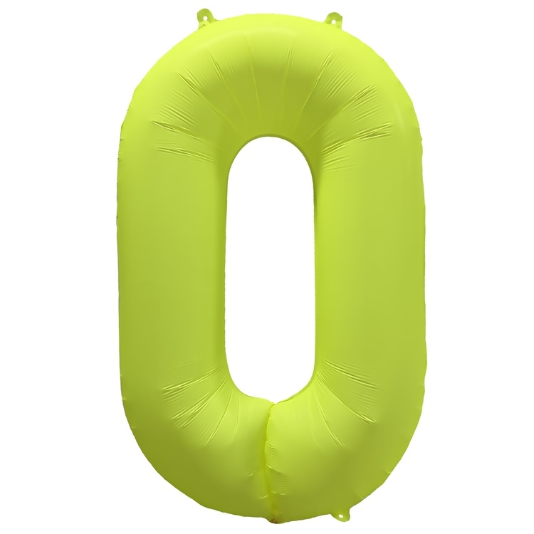 Шар Цифра "0" Неон Желтый / Yellow (в упаковке)   