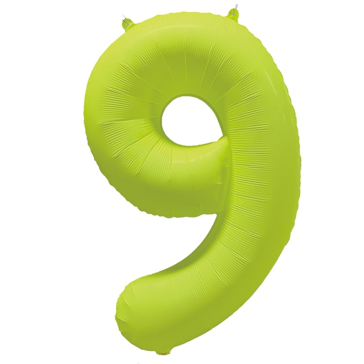Шар Цифра "9" Неон Желтый / Yellow (в упаковке)    