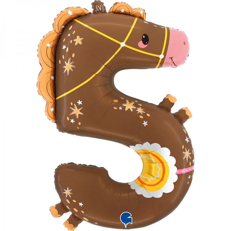 Шар Цифра "5" Лошадка (в упаковке)     
